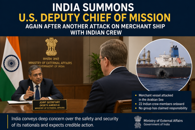 India summons USA deputy chief after another attack on indian ship
